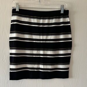 Max Studio Black and White Striped Pencil Skirt